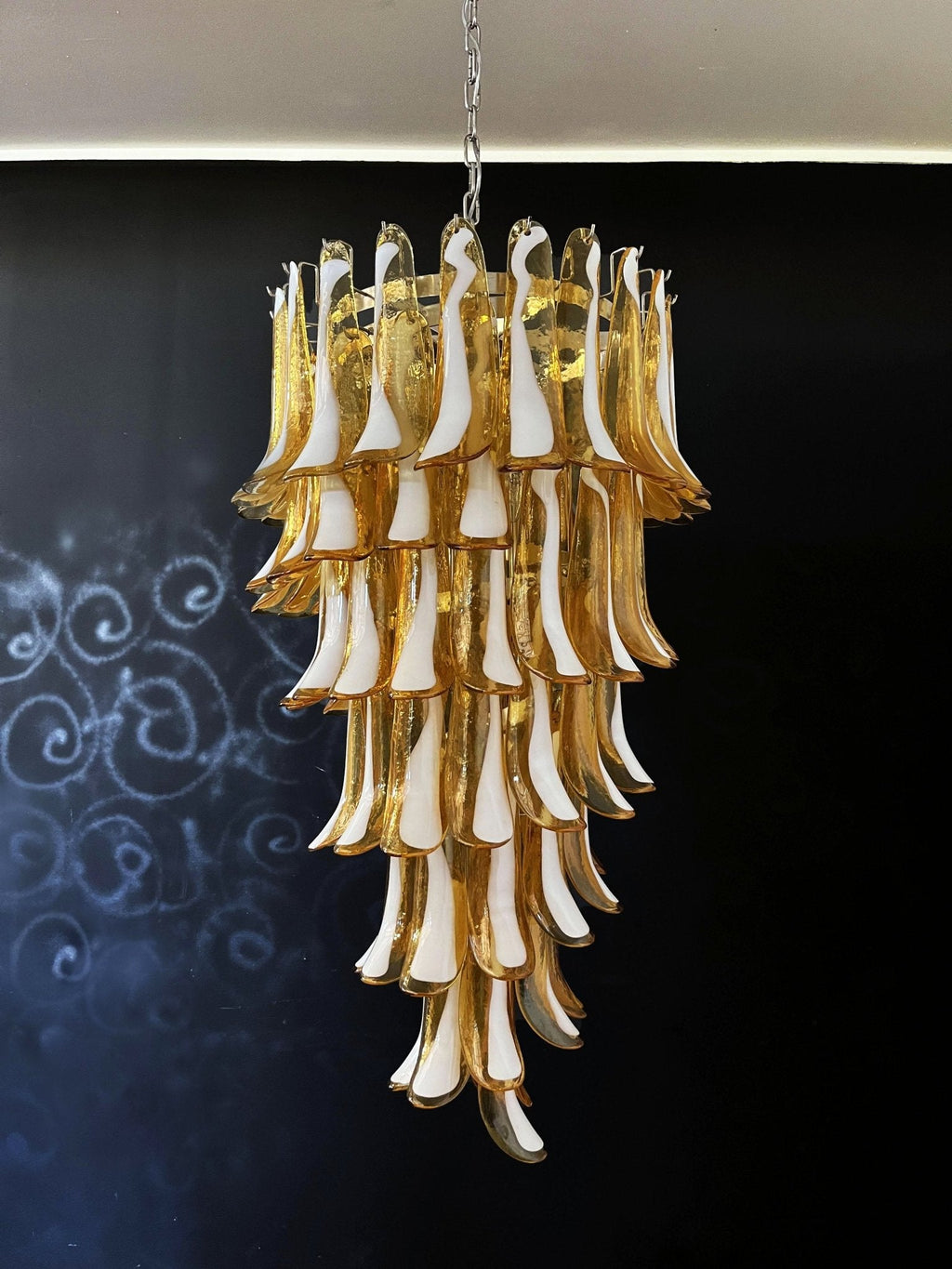 Glass Amber Petals Spiral Chandelier