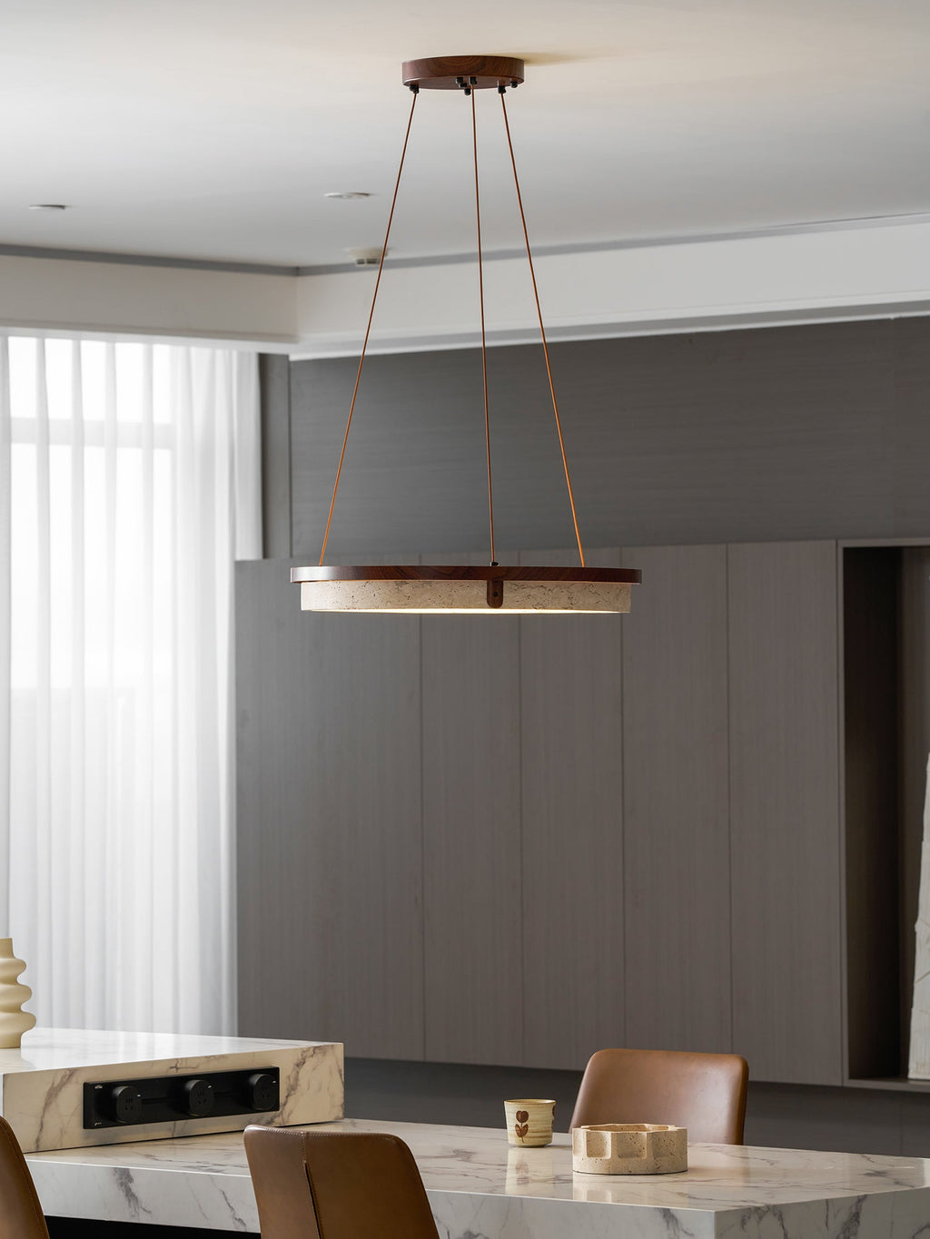 Orbit Travertine Pendant Light