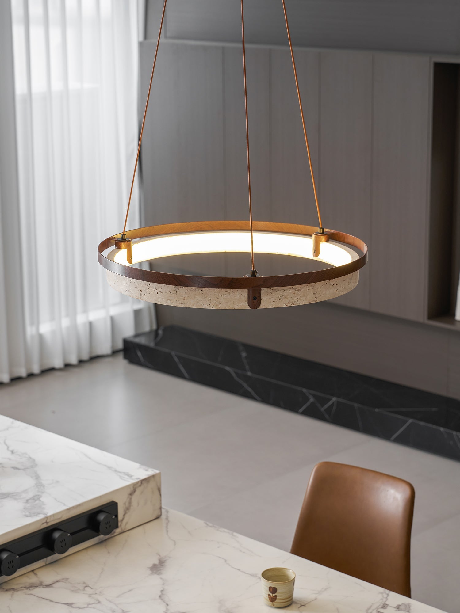Orbit Travertine Pendant Light