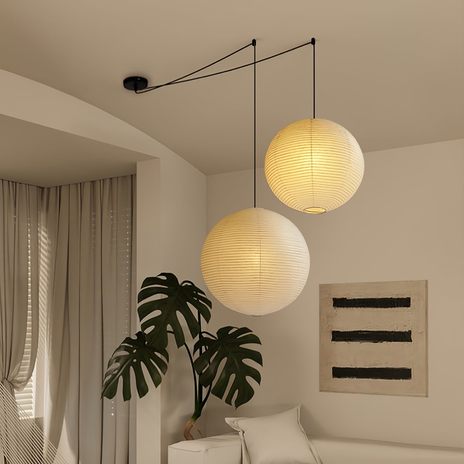 Kozo Paper Globe Swag Pendant (white plug wire)