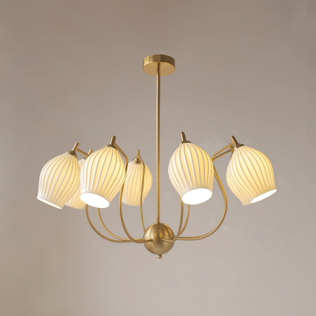 Ceramic Ribbed Chandelier
