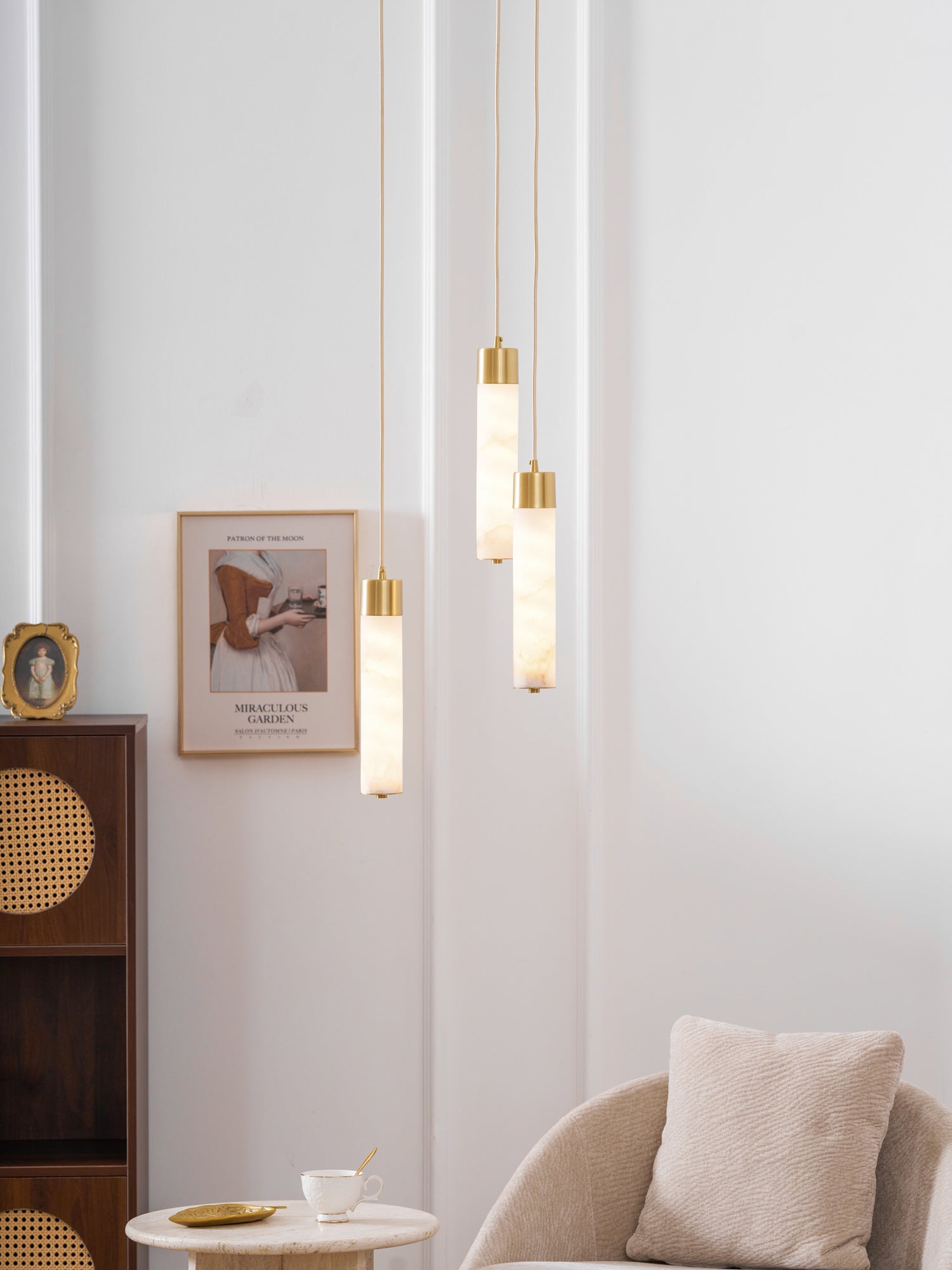 Alabaster Tala Brass Pendant Lamp