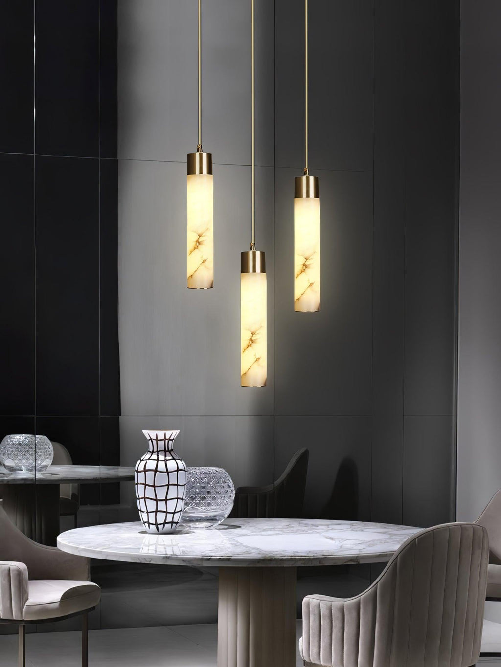 Alabaster Tala Brass Pendant Lamp