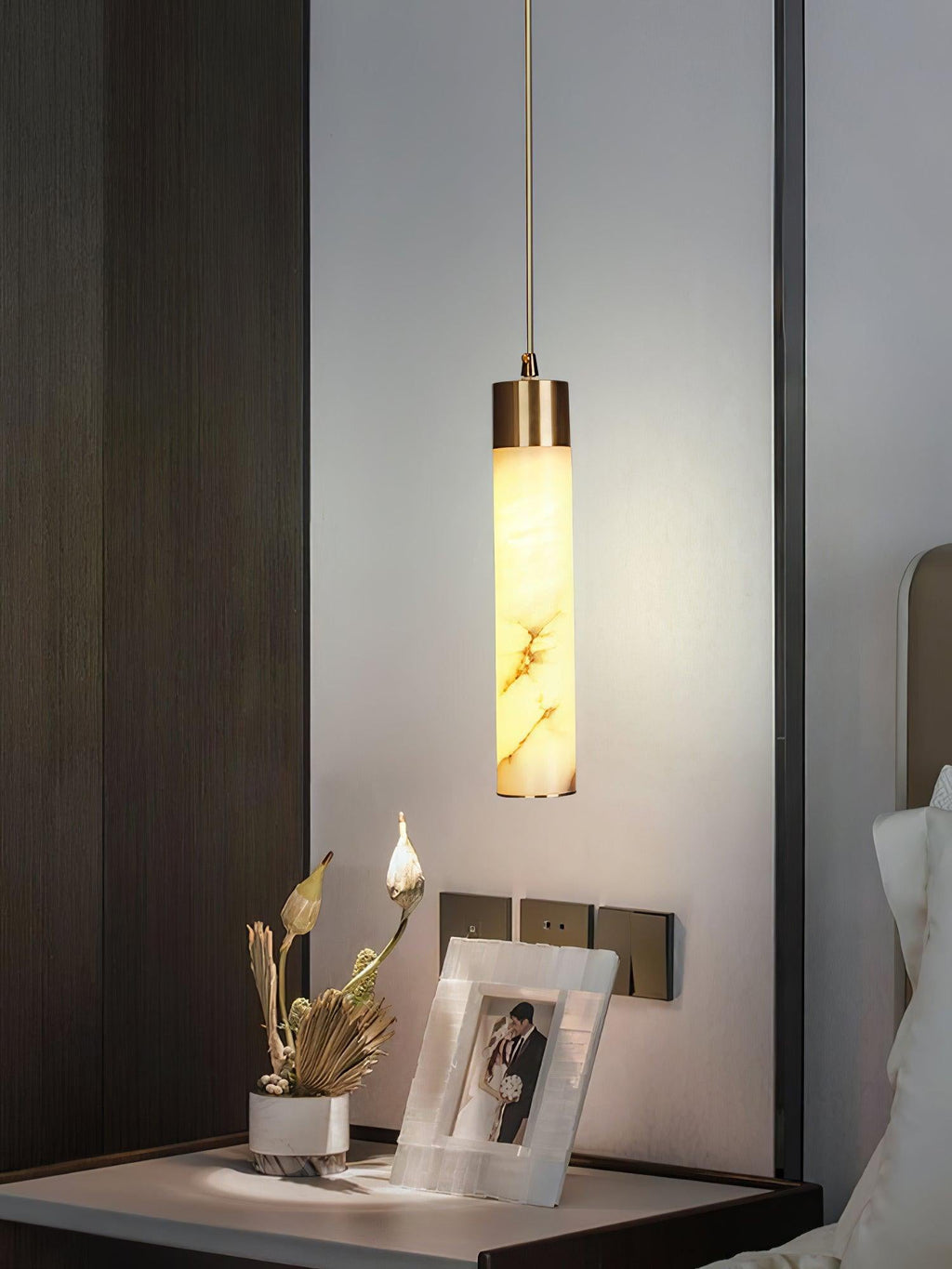 Alabaster Tala Brass Pendant Lamp