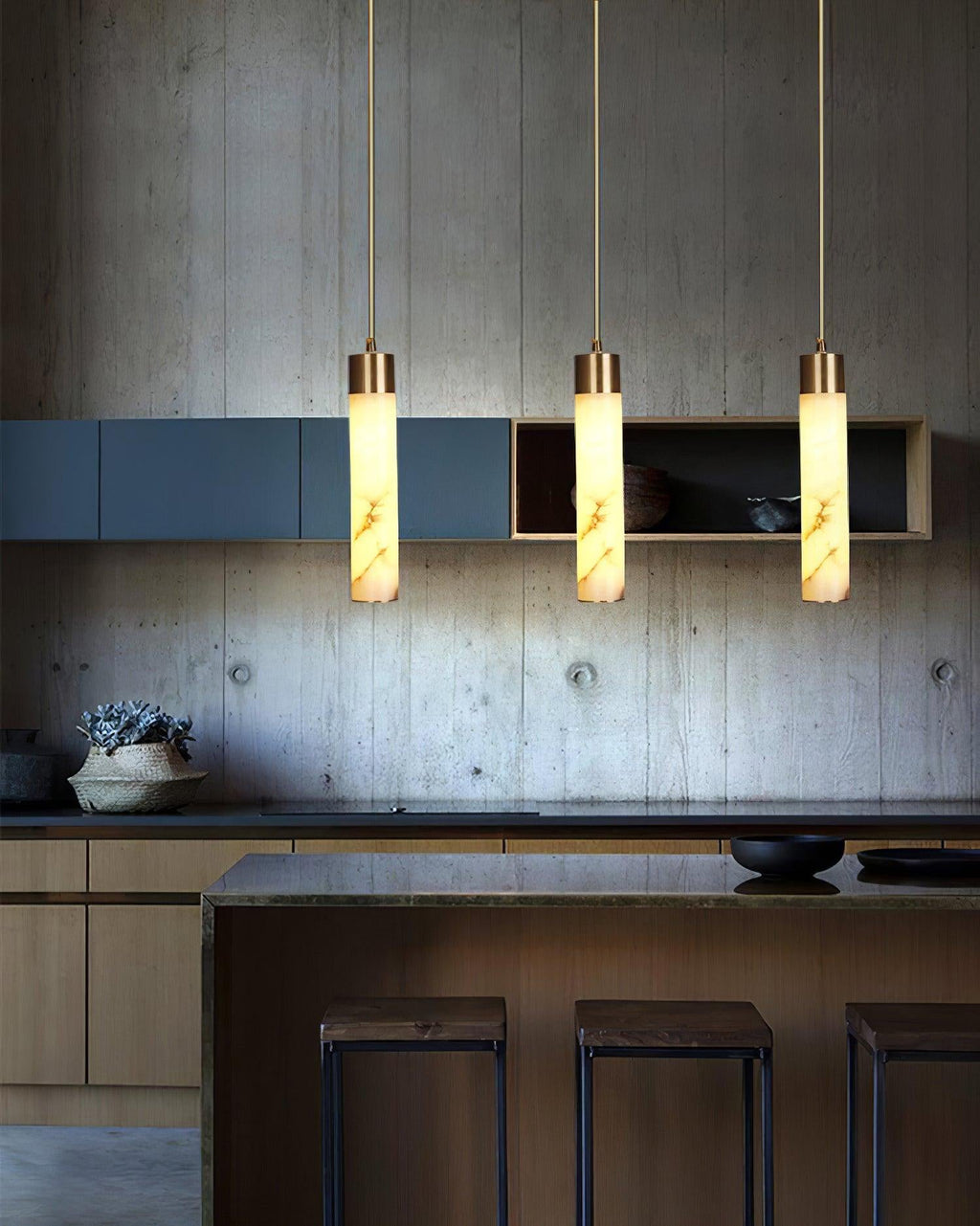 Alabaster Tala Brass Pendant Lamp