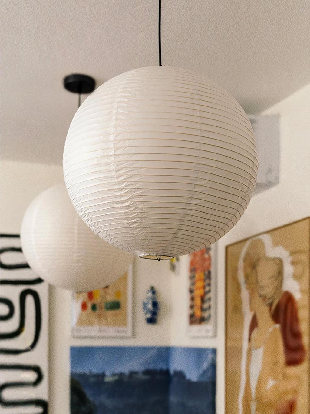 Kozo Paper Globe Swag Pendant (white plug wire)