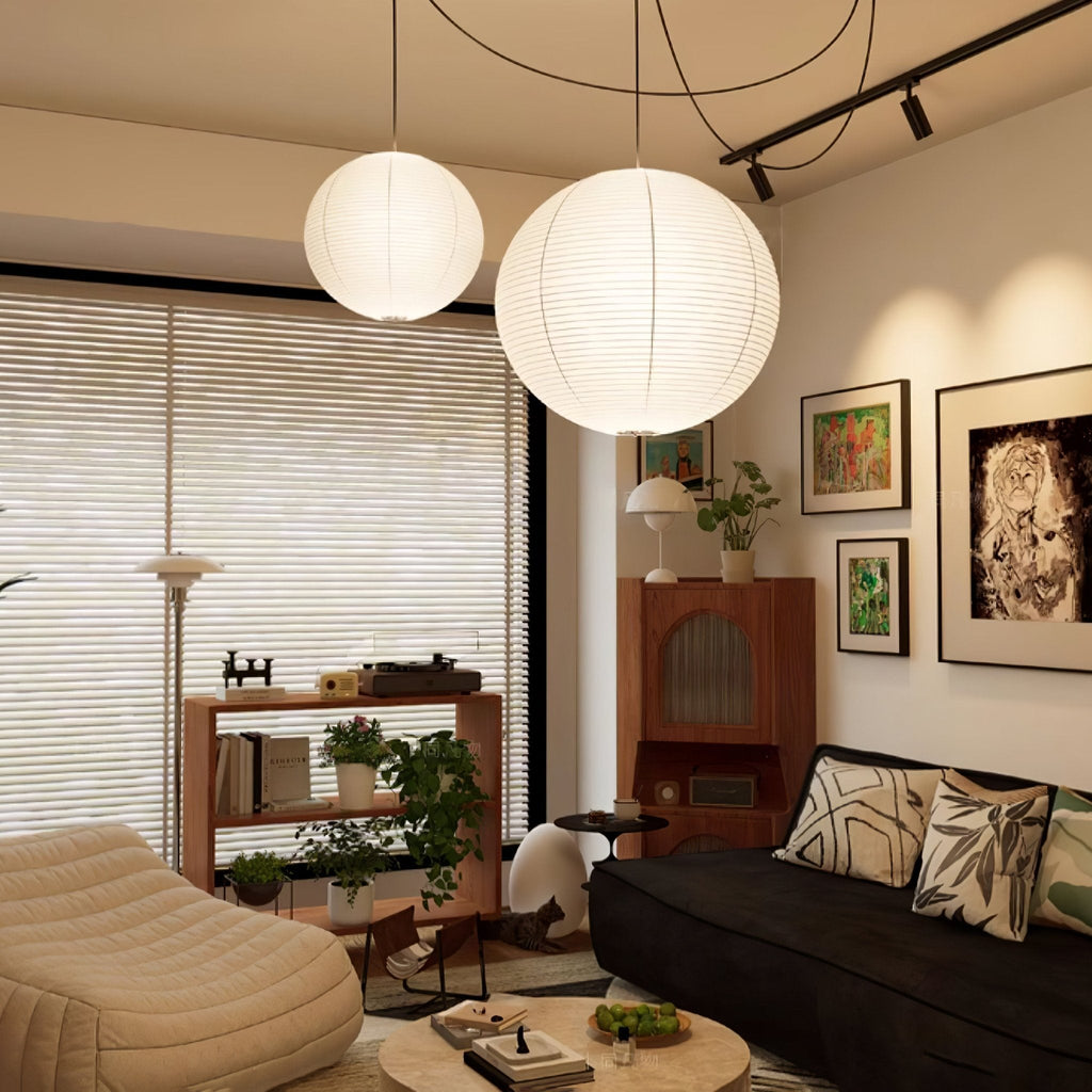 Kozo Paper Globe Swag Pendant (white plug wire)