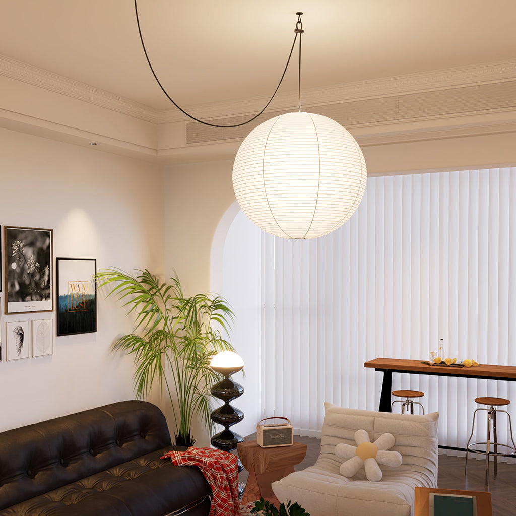 Kozo Paper Globe Swag Pendant (white plug wire)