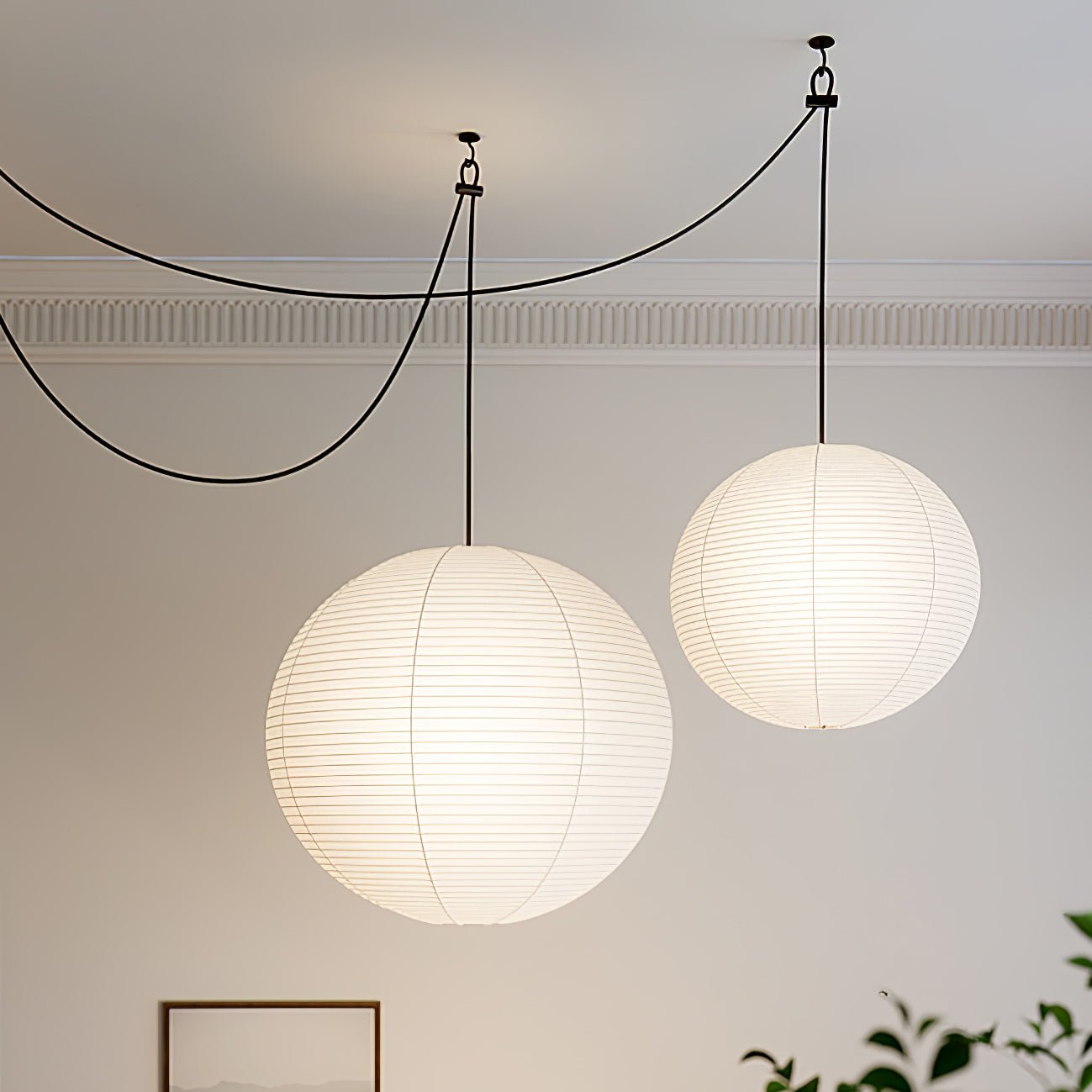 Kozo Paper Globe Swag Pendant (white plug wire)