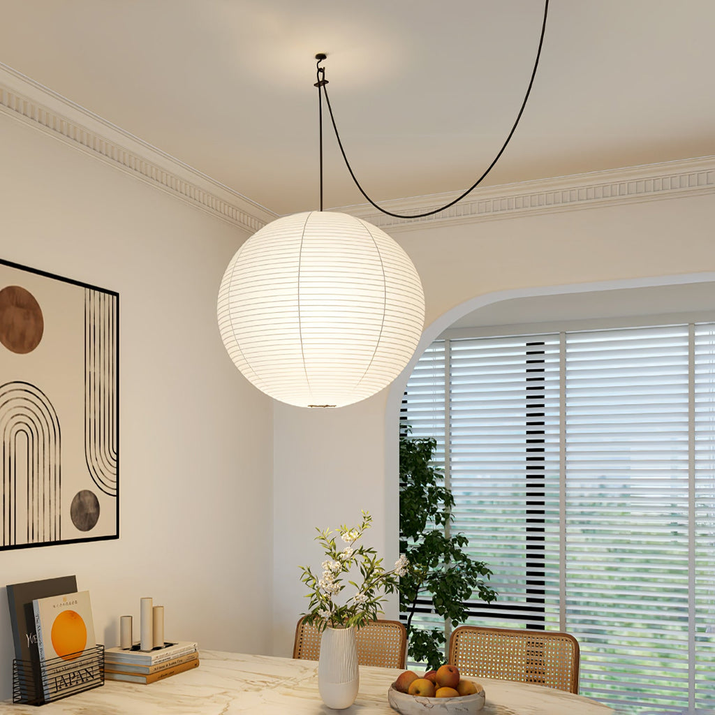 Kozo Paper Globe Swag Pendant (white plug wire)
