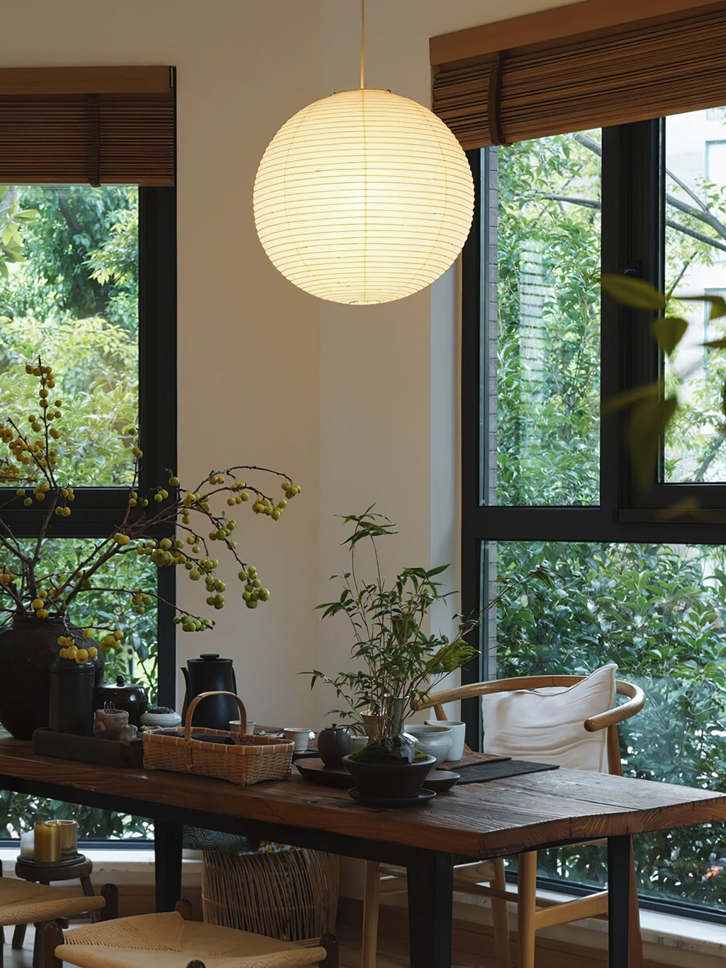 Kozo Paper Globe Swag Pendant (white plug wire)