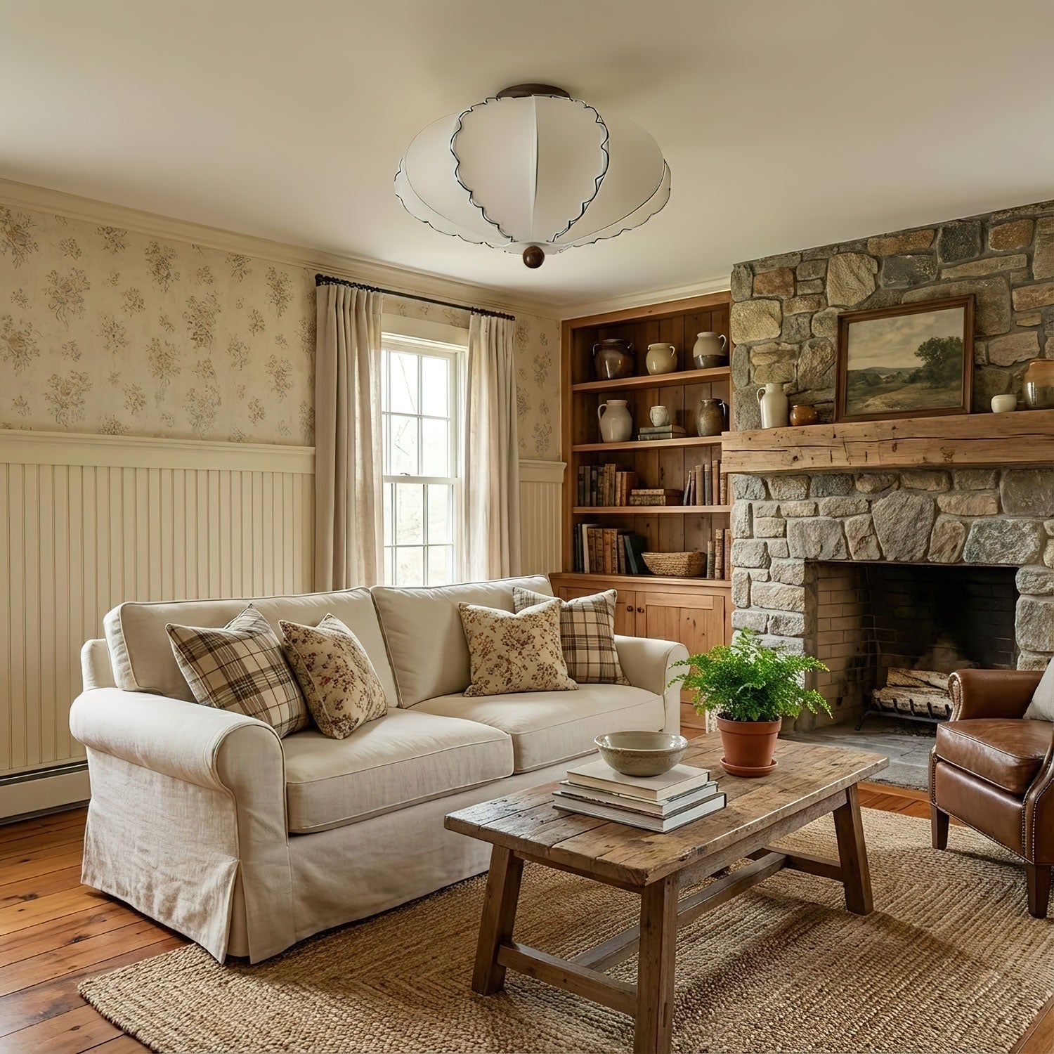 Calloped Edge Fabric Ceiling Light